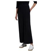 Fay Wide Trousers Black, Dam