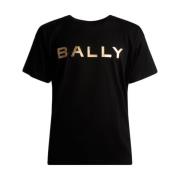 Bally Svart Metallic-Logo Bomull T-Shirt Black, Herr