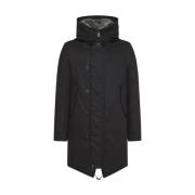 Peuterey Lång Päls Parka med Justerbar Huva Black, Herr