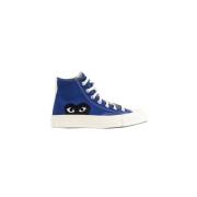 Comme des Garçons Blå Canvas High-Top Sneakers med CDG Heart Logo Blue...