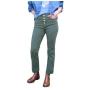Denim Studio Camille Crop Flare Jeans med fransad kant Green, Dam