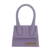 Jacquemus Lila Mini Väska med Guld Logo Plakett Purple, Dam