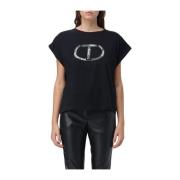 Twinset Broderad Oval T-shirt Black, Dam