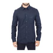 Ermanno Scervino Ermanno Scervino Blue Cotton Casual LångärmadSkjorta ...