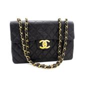 Chanel Vintage Autentisk Chanel Classic Large Flap Väska Black, Dam