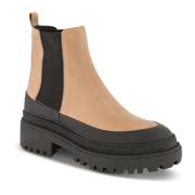 B&Co Läder Chelsea Boots för Kvinnor Beige, Dam