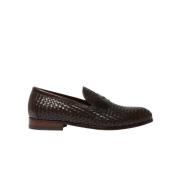 Scarosso Handgjorda Mörkbruna Vävda Penny Loafers Brown, Dam