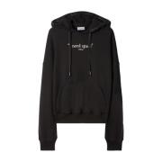 Off White Svart Hoodie med Slogantryck Black, Herr