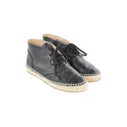 Chanel Vintage Stiliga Läder Espadrillos Black, Dam