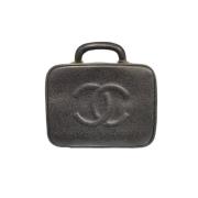 Chanel Vintage Begagnad Svart Läder Chanel Väska Black, Dam