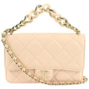 Chanel Vintage Andrahands Skulderväska Beige, Dam