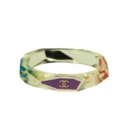 Chanel Vintage Multifärgad Geometrisk Harpiks Logo Armband Multicolor,...