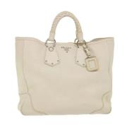 Prada Vintage Beige Läder Prada Axelväska Beige, Dam