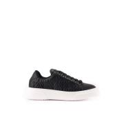 Elisabetta Franchi Svarta Lädersneakers med Geometriskt Design Black, ...