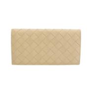 Bottega Veneta Vintage Beige Läder Intrecciato Plånbok Beige, Dam