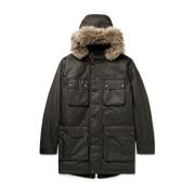 Belstaff Quiltad Parka med Avtagbar Imiterad Läderkant Green, Herr