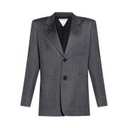 Bottega Veneta Grå Ull Herringbone Blazer Gray, Dam