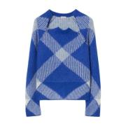 Burberry Check Pullover Blue, Dam