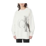 Calvin Klein Bekväm Oversized Hoodless Sweatshirt Beige, Dam