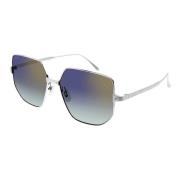 Cartier Snygga silver solglasögon med violett linser Gray, Unisex