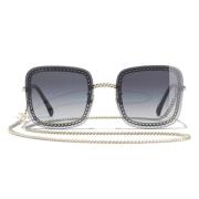 Chanel Stiliga solglasögon med svart metallram och degraderat filter Y...