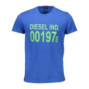 Diesel Stilren Bomull T-Shirt för Män Blue, Herr