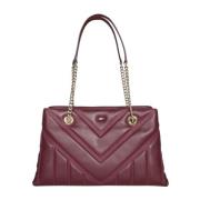 Dkny Quiltad Bordeaux Läder Toteväska Red, Dam