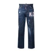 Dsquared2 Stiliga Straight Jeans Blue, Dam