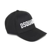 Dsquared2 Bomullskeps med böjd skärm och logotyp Black, Unisex