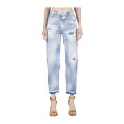 Dsquared2 Stiliga Straight Jeans med målfläcksdetaljer Blue, Dam