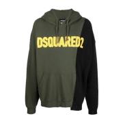 Dsquared2 Grön och Svart Militär Patchwork Hoodie Green, Herr