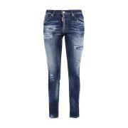 Dsquared2 Målfärg Splatter Cropped Jeans Blue, Dam