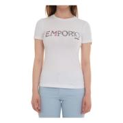 Emporio Armani Kontrast Logo Slim Fit T-shirt White, Dam