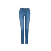 Emporio Armani Slim-Fit Högmidjade Jeans för Kvinnor med Logotyp Blue,...