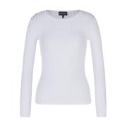 Emporio Armani Oversized Devoré Räfflad Logo T-Shirt White, Dam