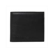 Emporio Armani Svart läderplånbok med präglad logotyp Black, Herr