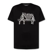 Emporio Armani Svart kortärmad herr T-shirt med maxi logo Black, Herr