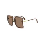 Fendi Stiliga solglasögon för kvinnor Brown, Dam