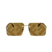 Fendi Fyrkantiga Glamour Solglasögon med Bruna Linser Yellow, Unisex