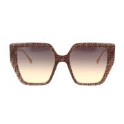 Fendi Geometriska Oversized Solglasögon med Minimalistisk Ram Brown, D...