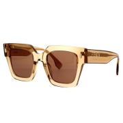 Fendi Fyrkantiga solglasögon med bruna linser och guld Fendi-logotyp B...