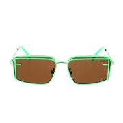 Fendi Glamorösa solglasögon med grön front och silverarmar Green, Unis...