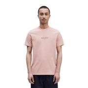 Fred Perry Broderad Kritrosa T-shirt Pink, Herr