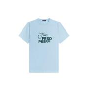 Fred Perry Tryckt T-shirt Glacier Blue, Herr