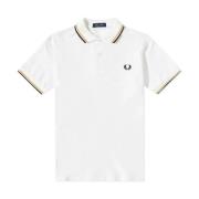 Fred Perry Slim Fit Twin Tipped Polo i Snow White/Gold/Navy White, Her...
