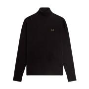 Fred Perry Hög hals tröja i bomull och ekologisk merinoull Blue, Herr