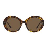 Giorgio Armani Modiga runda solglasögon i Havana-acetat Brown, Unisex