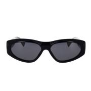 Givenchy Solglasögon med oregelbunden form, svart båge och gråa linser...