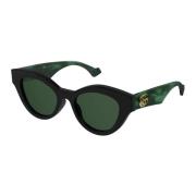 Gucci Svarta och gröna solglasögon med kattögon Green, Dam
