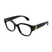 Gucci Rund Acetatbåge med Knappdetalj Black, Unisex